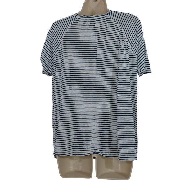 St Johns Bay Active Green White Striped Short Sleeve T-shirt Top Women Size M - Picture 3 of 6